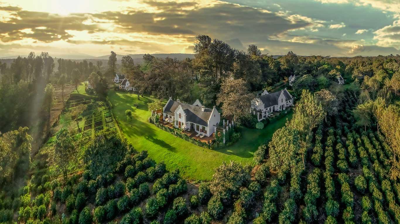 Accommodation-ManorAerialPanorama-AtSunset